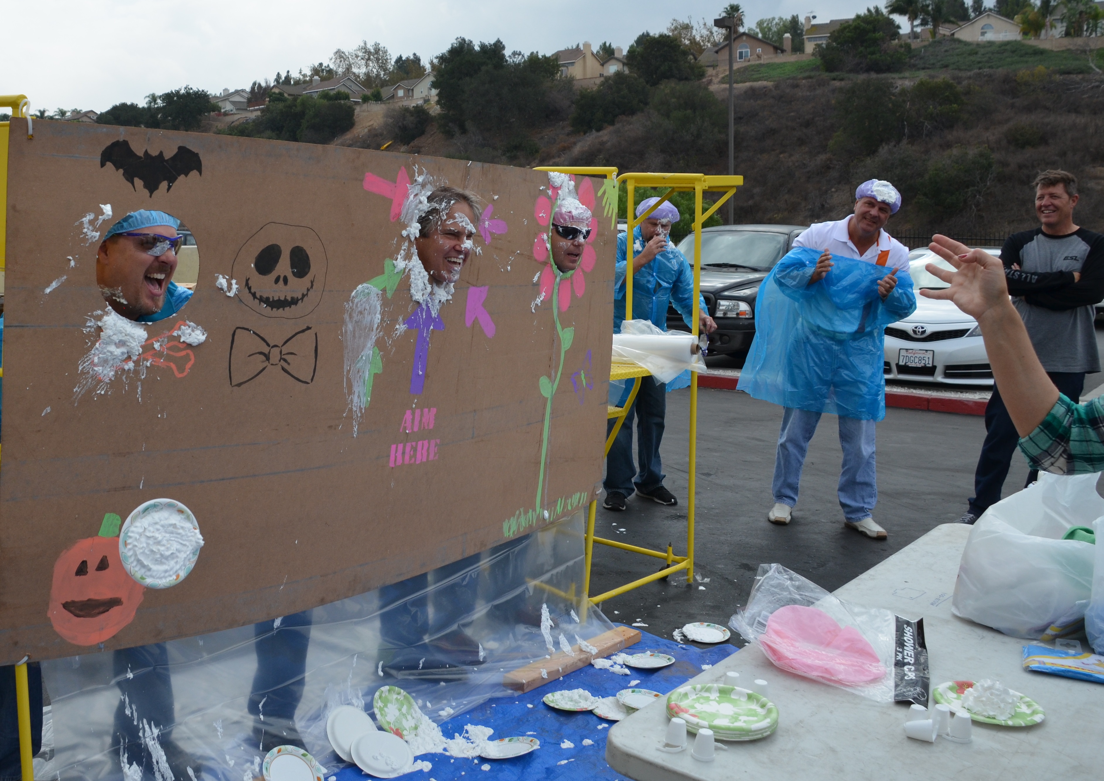 Pie to the face. Fundraiser. JDRF. ESL.